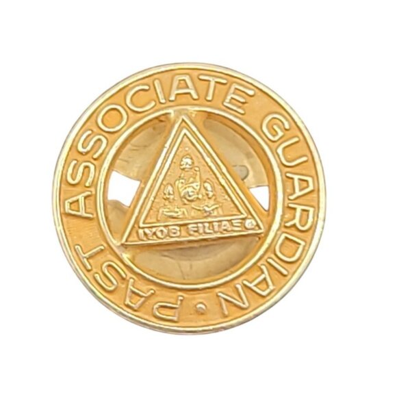 10k Past Associate Guardian Tie Tac IYOB Filiae Solid Gold Mason Pin 1.21 Grams - Picture 1 of 10